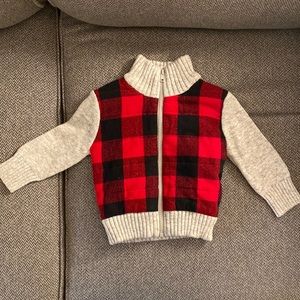 Cat & Jack Plaid Sweater Jacket Boys 18 Months